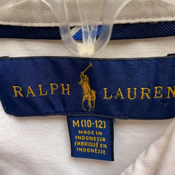 Ralph Lauren button down shirt, boys size M (10-12), white color, look like new - Picture 3 of 5